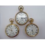 Three late 19th/early 20thC gold plated pocket watches,