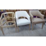 Three variously finished and unfinished tub design chairs,