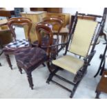 Small furniture: to include a set of three late Victorian mahogany balloon back dining chairs,
