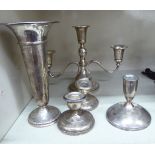 Silver coloured metal items, variously stamped Sterling, viz.