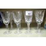 A set of eight Waterford crystal Lismore pattern pedestal sherries OS6