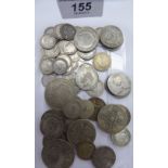 Uncollated British pre 1946 silver coins: to include florins and half-crowns 11