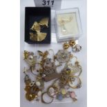 Items of personal ornament: to include three yellow metal rings;