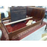 A modern mahogany finished sleigh bed with a panelled headboard 62''w CA