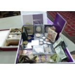 Uncollated British pre-decimal Royal Mint and world coins and banknotes: to include shillings,