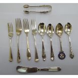 Silver flatware: to include sugar nips and cake forks mixed marks 11