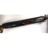 A late Victorian dark blue glass 'Sunderland Bridge' presentation rolling pin,