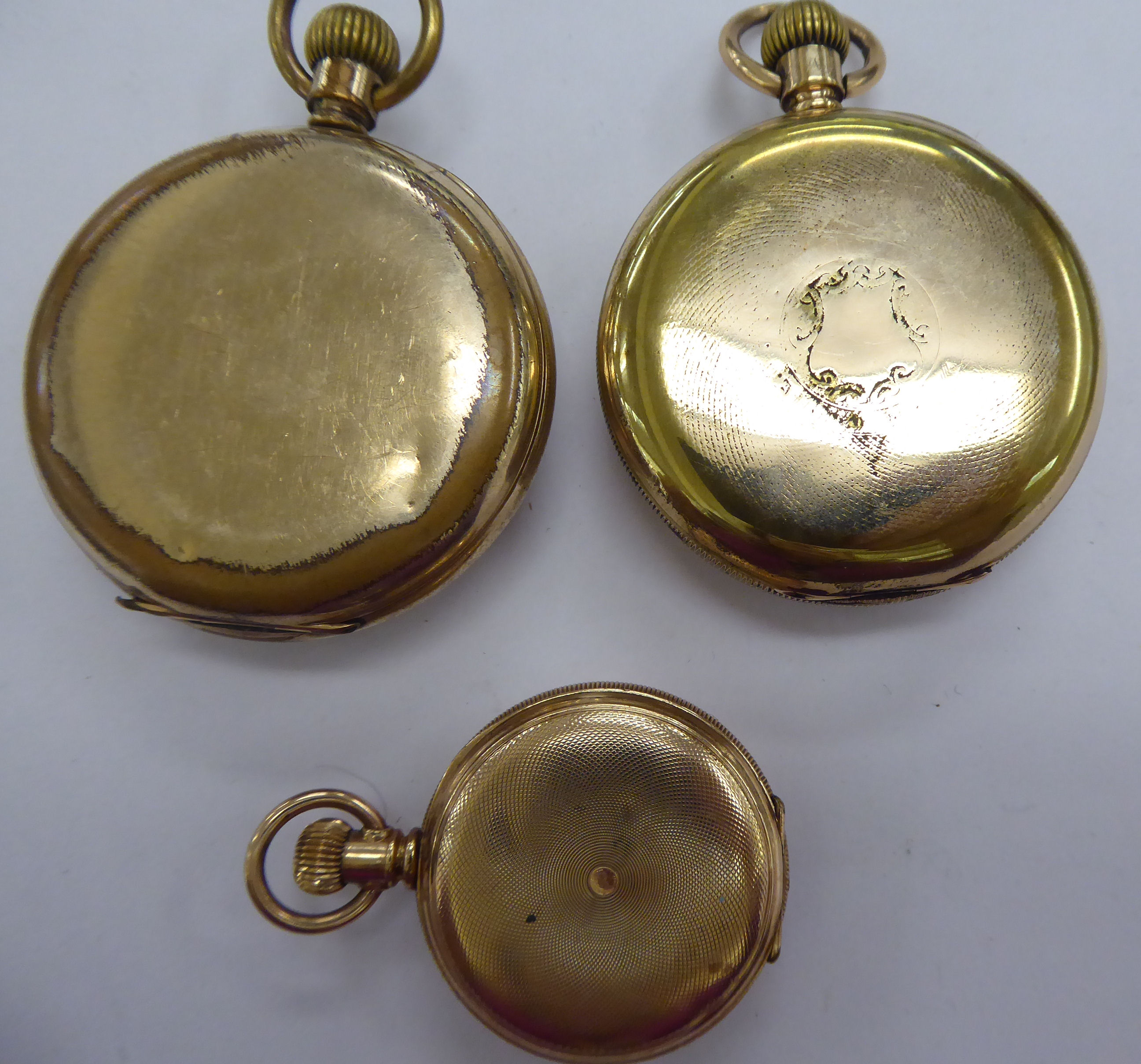 Three late 19th/early 20thC Waltham gold plated pocket watches, - Image 2 of 2