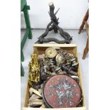 Collectable metalware and objects of interest: to include an entwined group of cut antlers,