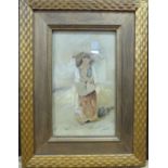 In the manner of William Collins - 'The Young Fisher Girl' watercolour 10'' x 6'' framed