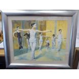 A Roge - 'The Ballet Class' watercolour bears a signature & dated '00 24'' x 13''