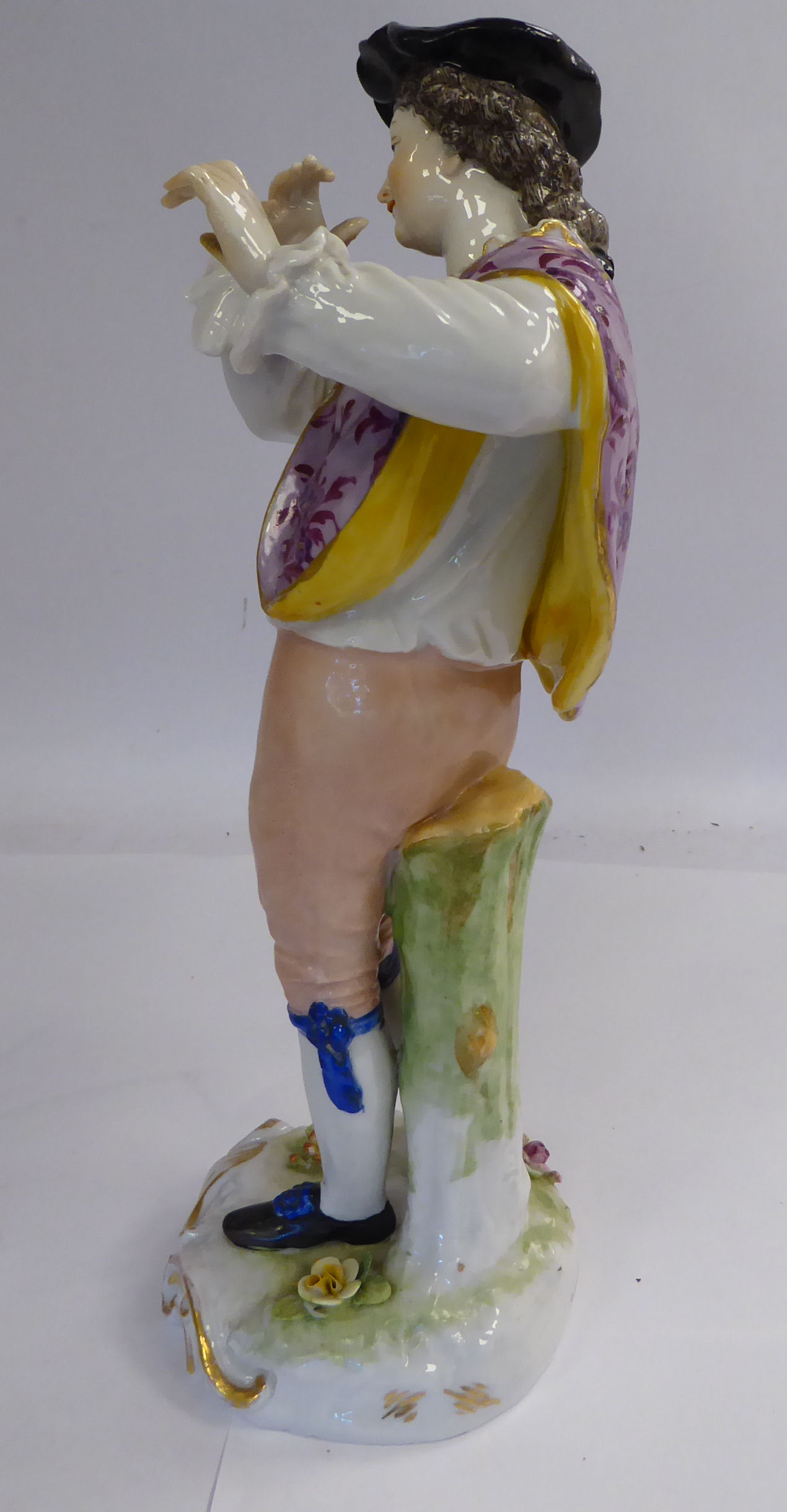 A pair of early 20thC Continental porcelain dancing figure, on scrolled, - Image 6 of 12