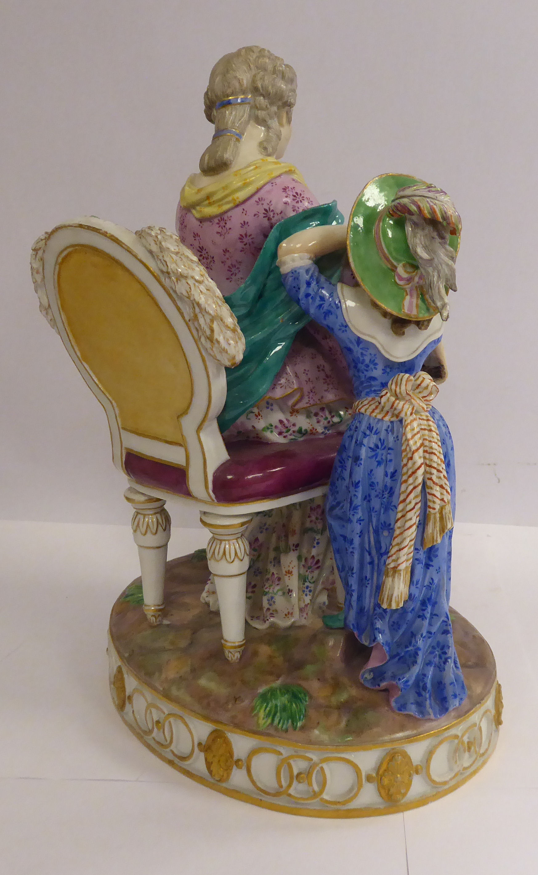 A late 19thC Meissen porcelain group, - Image 4 of 9