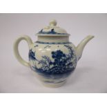 A late 18thC porcelain teapot, having a swept spout, loop handle, domed cover and bud finial,