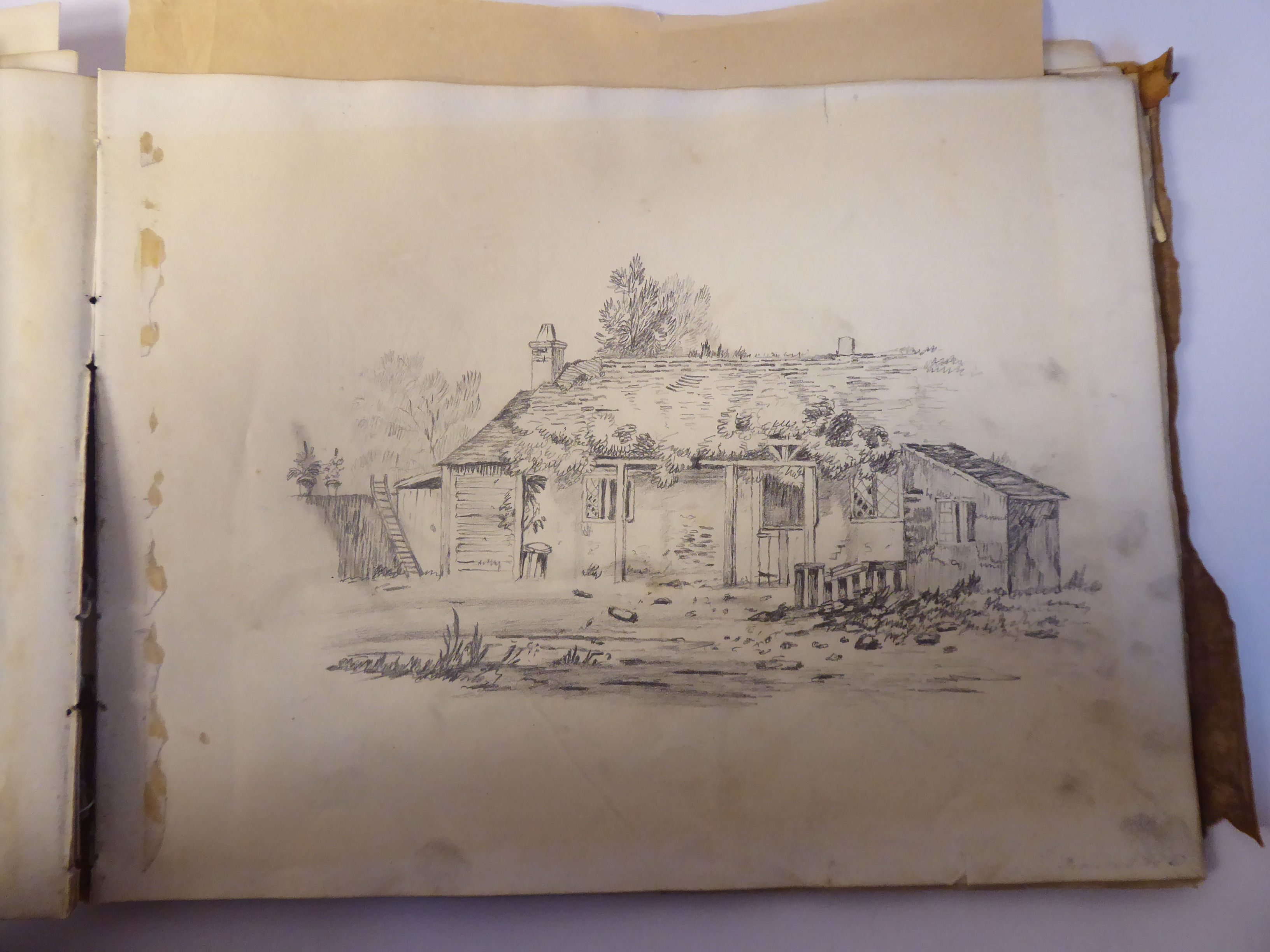 An album folio of 19thC amateur drawings, - Image 3 of 6