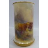 A Royal Worcester china cylindrical spill vase,