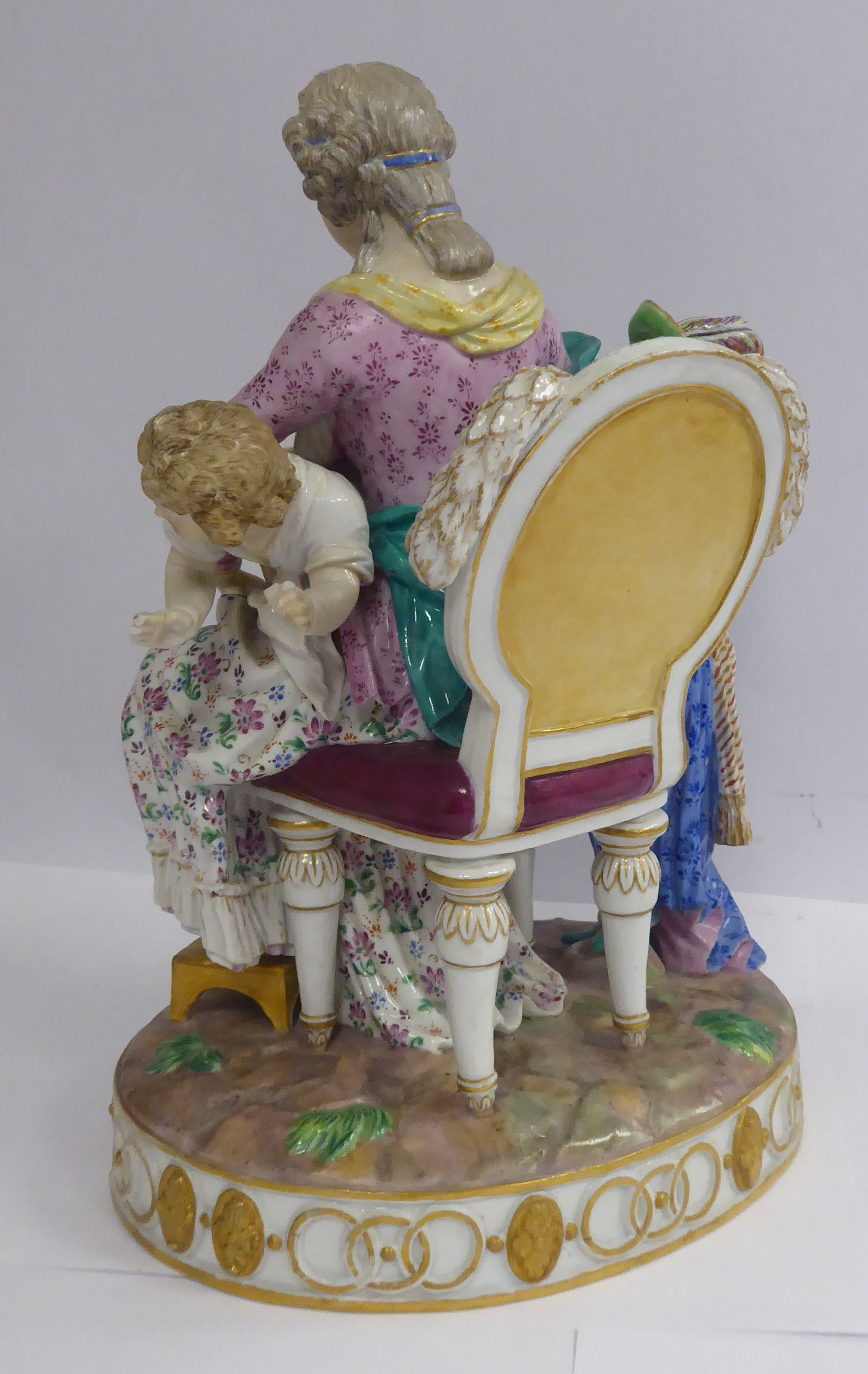 A late 19thC Meissen porcelain group, - Image 3 of 9