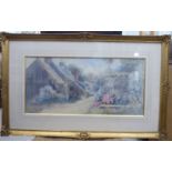 Agnes Eccles - 'A Summer Afternoon' watercolour bears a signature 10'' x 21'' framed