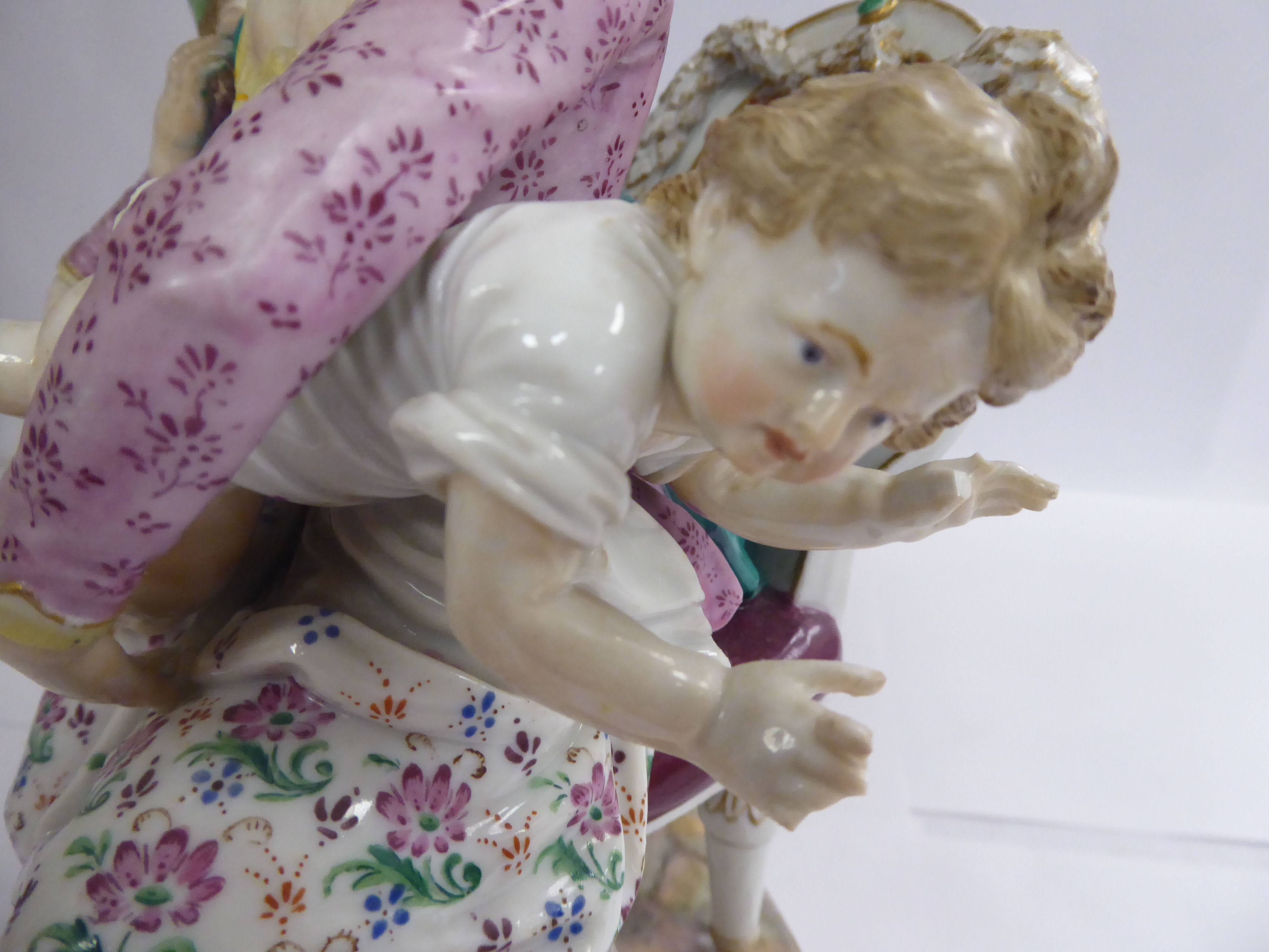 A late 19thC Meissen porcelain group, - Image 6 of 9