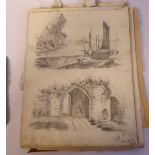 An album folio of 19thC amateur drawings,