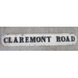 A black on white painted cast iron Leytonstone street sign 'Claremont Road' 6.