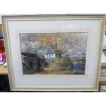 Gordon Davey - 'Cornish Farm' watercolour bears a signature,