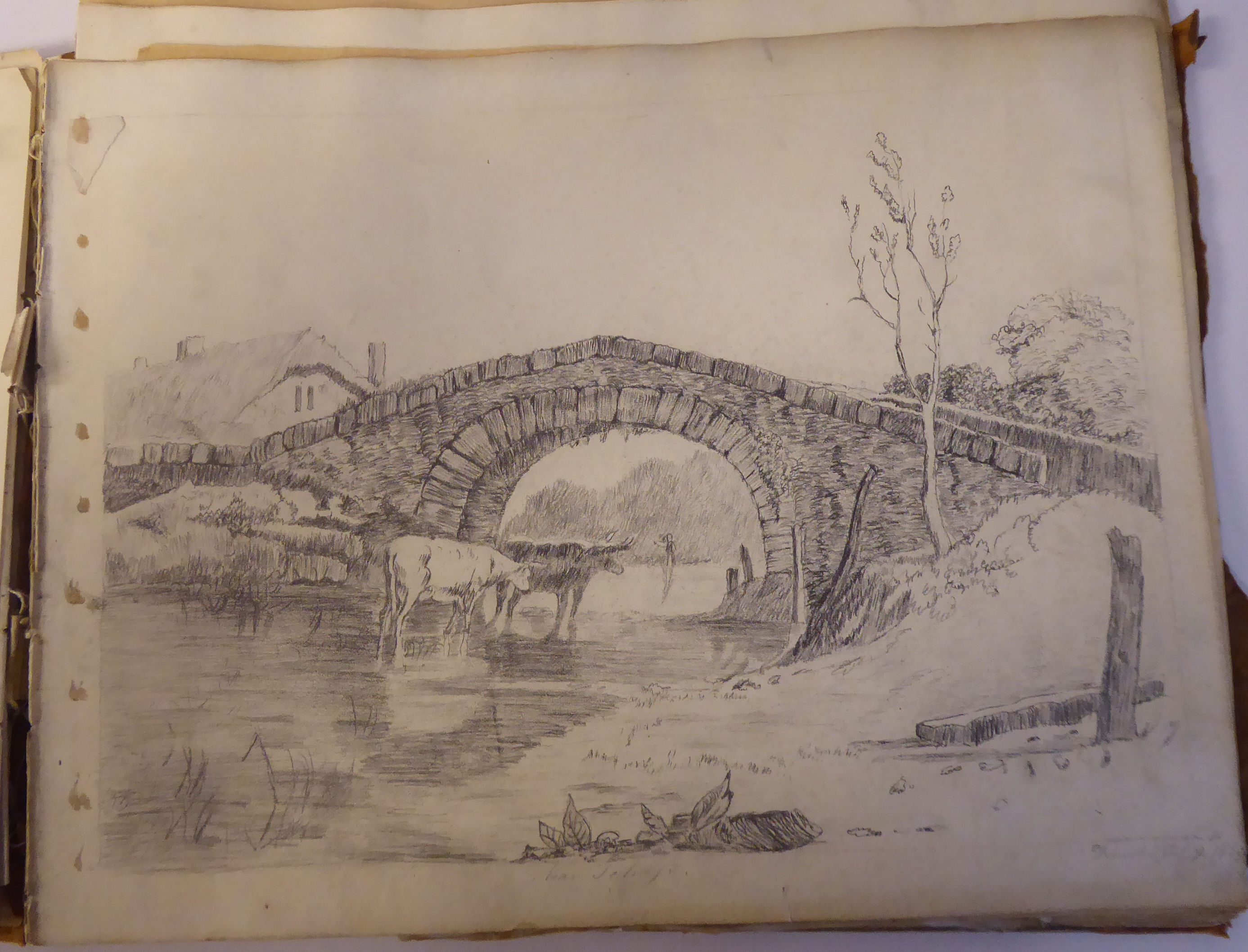 An album folio of 19thC amateur drawings, - Image 2 of 6