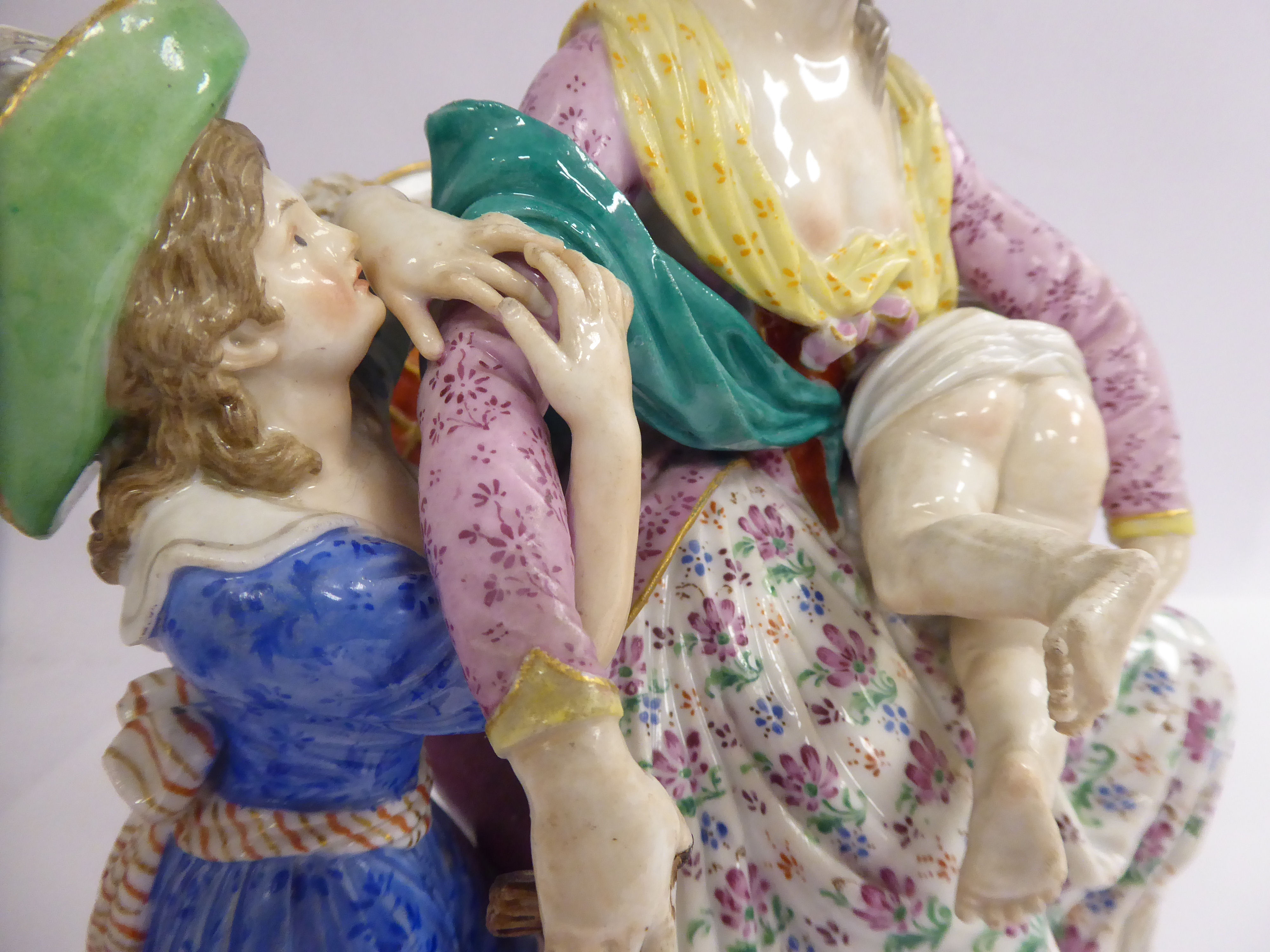 A late 19thC Meissen porcelain group, - Image 5 of 9