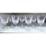 A set of seven Waterford crystal Lismore pattern pedestal wines OS3