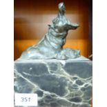 A cast and patinated bronze model, two hippopotamuses, as if in water,