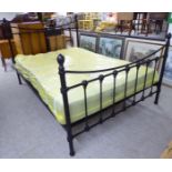 A modern black painted metal double bed frame the headboard 56''w with a Sleepezee mattress