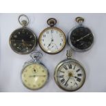Five early 20thC gunmetal and steel cased wristwatches,