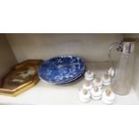A mixed lot: to include a late Victorian engraved glass and silver mounted wine jug;