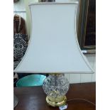 A modern Waterford crystal vase design table lamp with lacquered brass mounts 10''h CA
