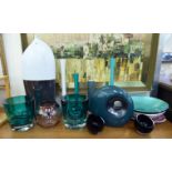 Interior designer accessories: to include glass vases various sizes & forms largest 18''h