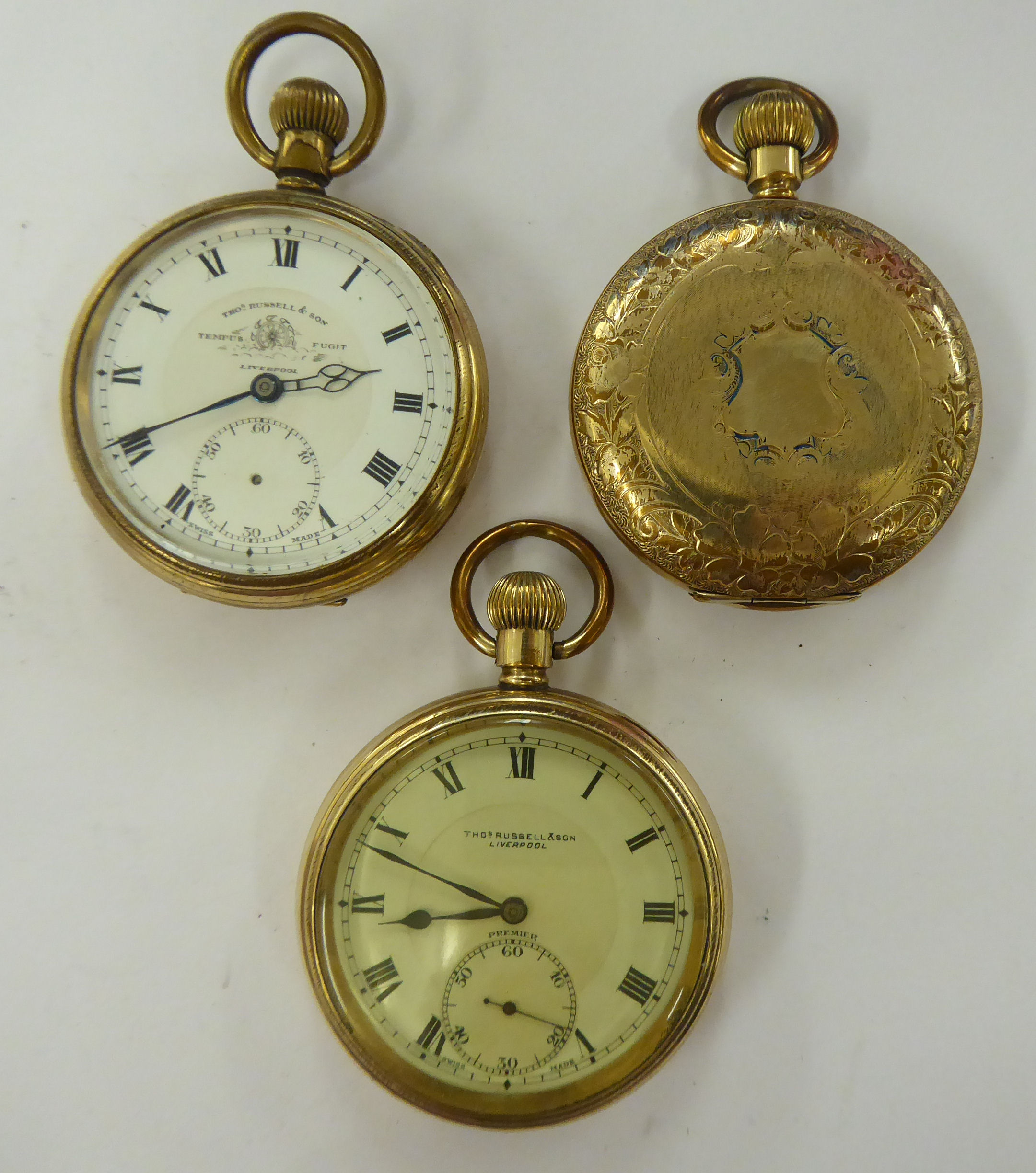 Three late 19th/early 20thC gold plated pocket watches,