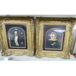 A pair of head and shoulder portraits, depicting a Victorian gentleman and his wife,