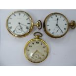 Three late 19th/early 20thC gold plated pocket watches,