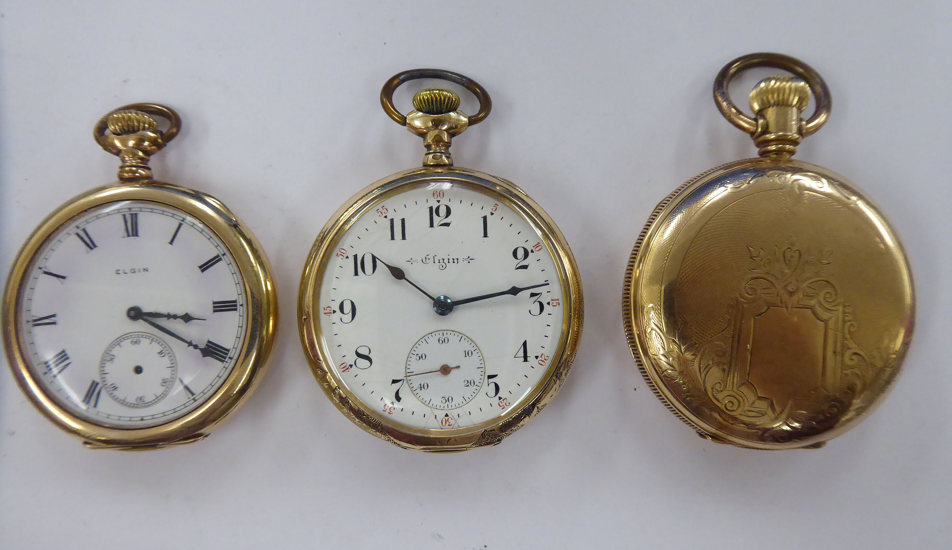 Three late 19th/early 20thC gold plated pocket watches,