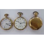 Three late 19th/early 20thC gold plated pocket watches,