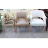 Three variously finished and unfinished tub design chairs,