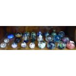 Clear and coloured Selkirk and other glass paperweights of various sizes & forms S