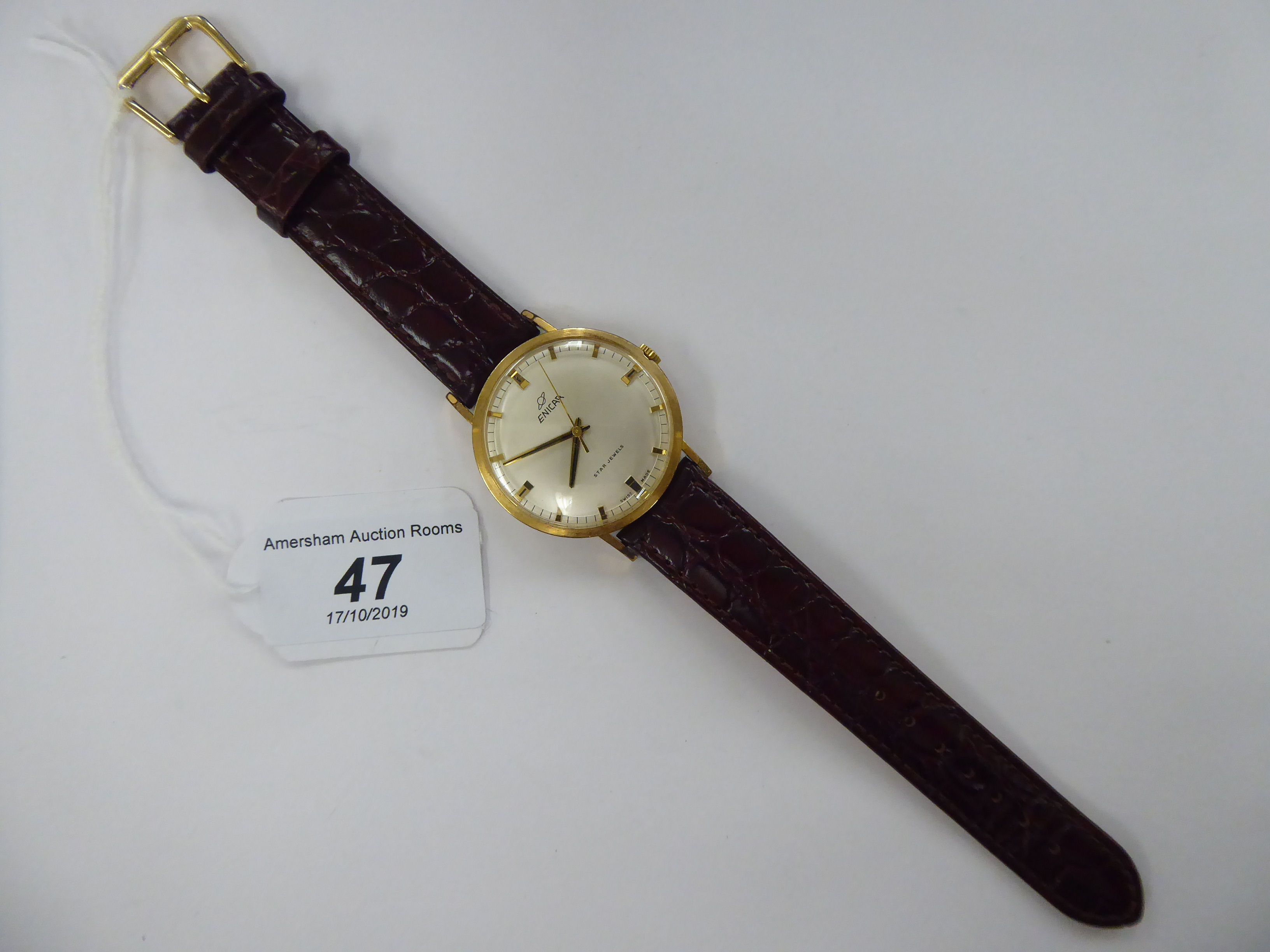 A 1960s Enicar gold plated stainless steel cased wristwatch, the movement with sweeping seconds, - Image 2 of 3
