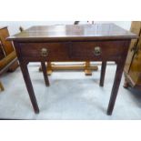 A George III stained oak two drawer side table,