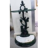 A 20thC Victorian style enamelled iron stickstand, the upright cast with dog motifs,