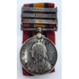 A Queen Victoria South Africa medal, on a ribbon with three bars for Transvaal,