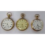 Three late 19th/early 20thC gold plated pocket watches,