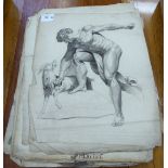 Ten early 20thC art college classical figure studies pencil/charcoal on paper average size 22''