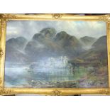 Late 19thC British School - a Highland Loch with cattle, small boats and ruins,