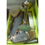 Silver items: to include a specimen trumpet vase,